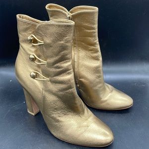 Gianvito Rossi Gold Leather Bootie  10.5